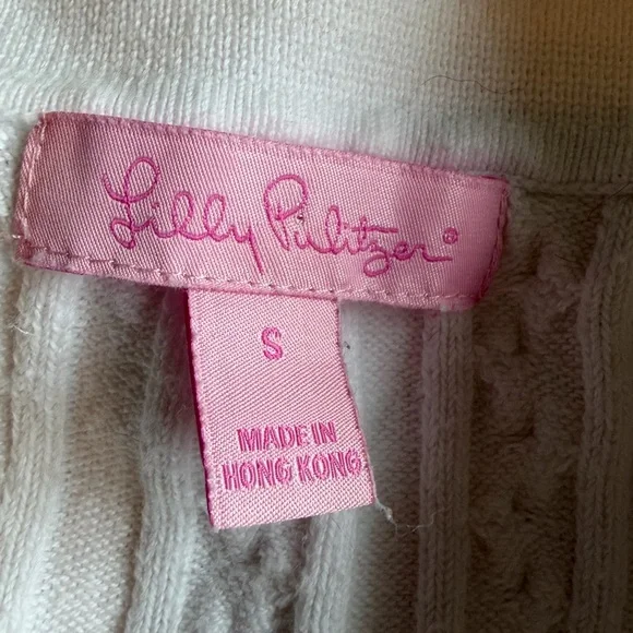 NWOT! Lilly Pulitzer White Cable Knit Top with Pink Label - Picture 5 of 5